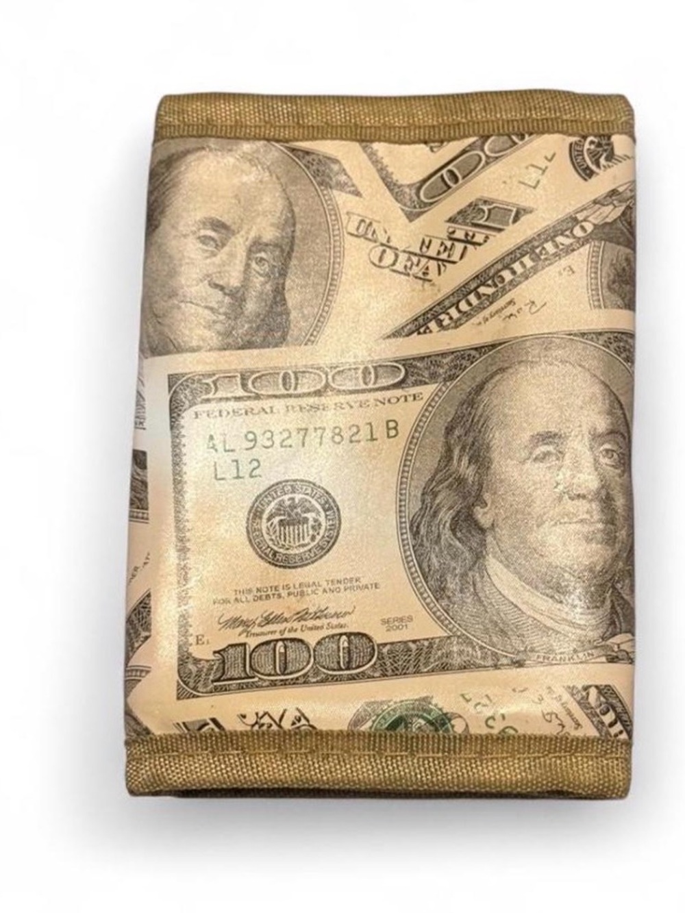 Vintage 2000s Y2K Money Print Trifold Wallet Canvas